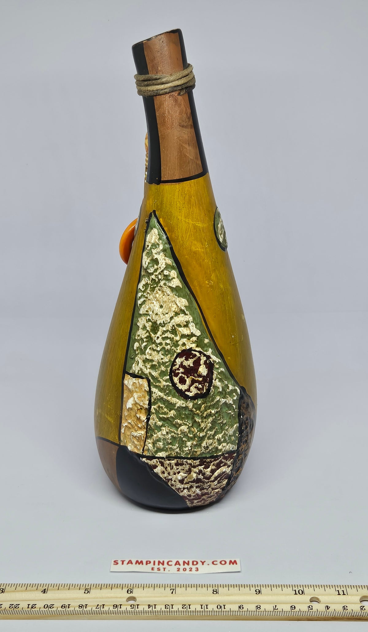 Painted Textured Wine Flask