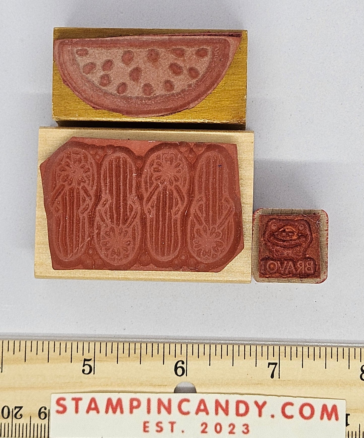 3 Pack Summer Stamps Watermelon/Sandals/Bravo
