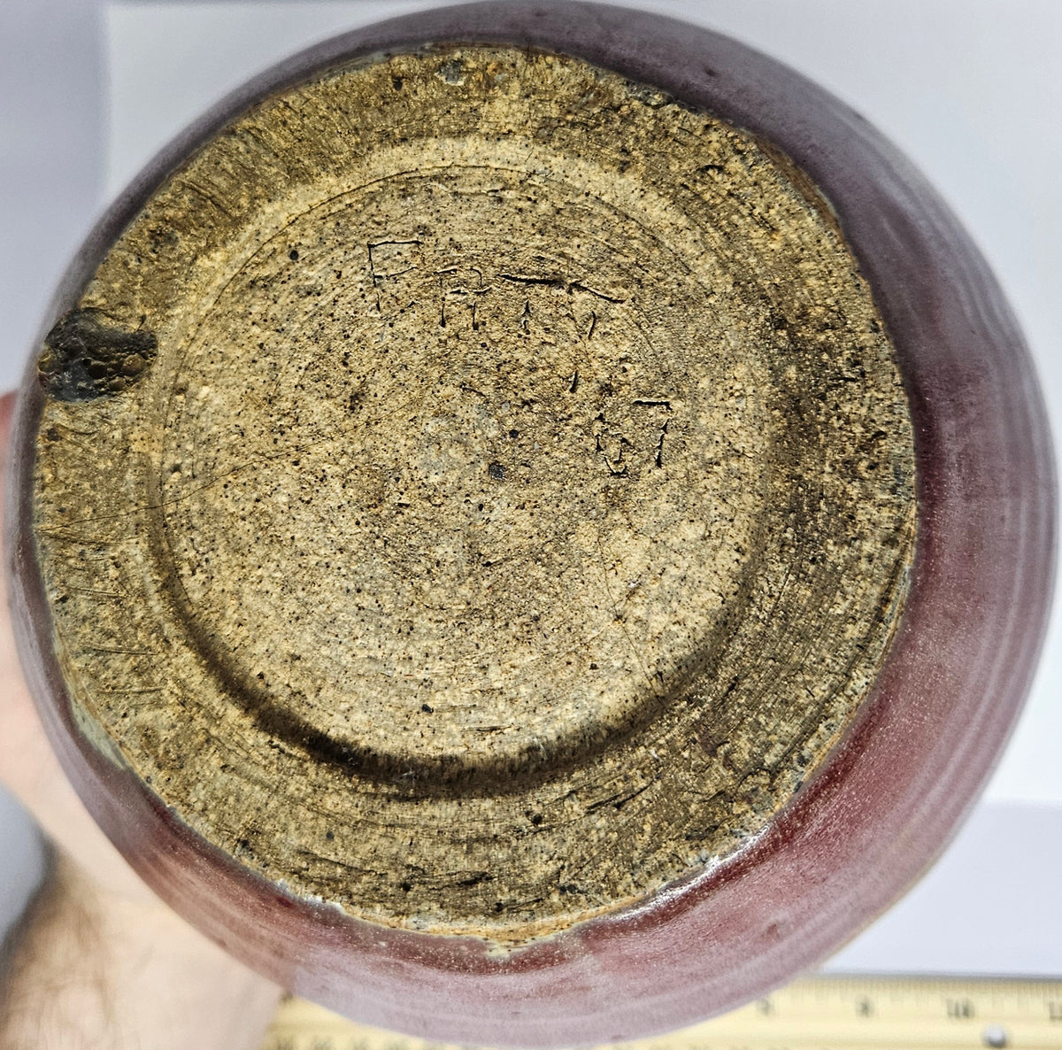 Old Heavy Pottery Piece - Signed "FATT '67"