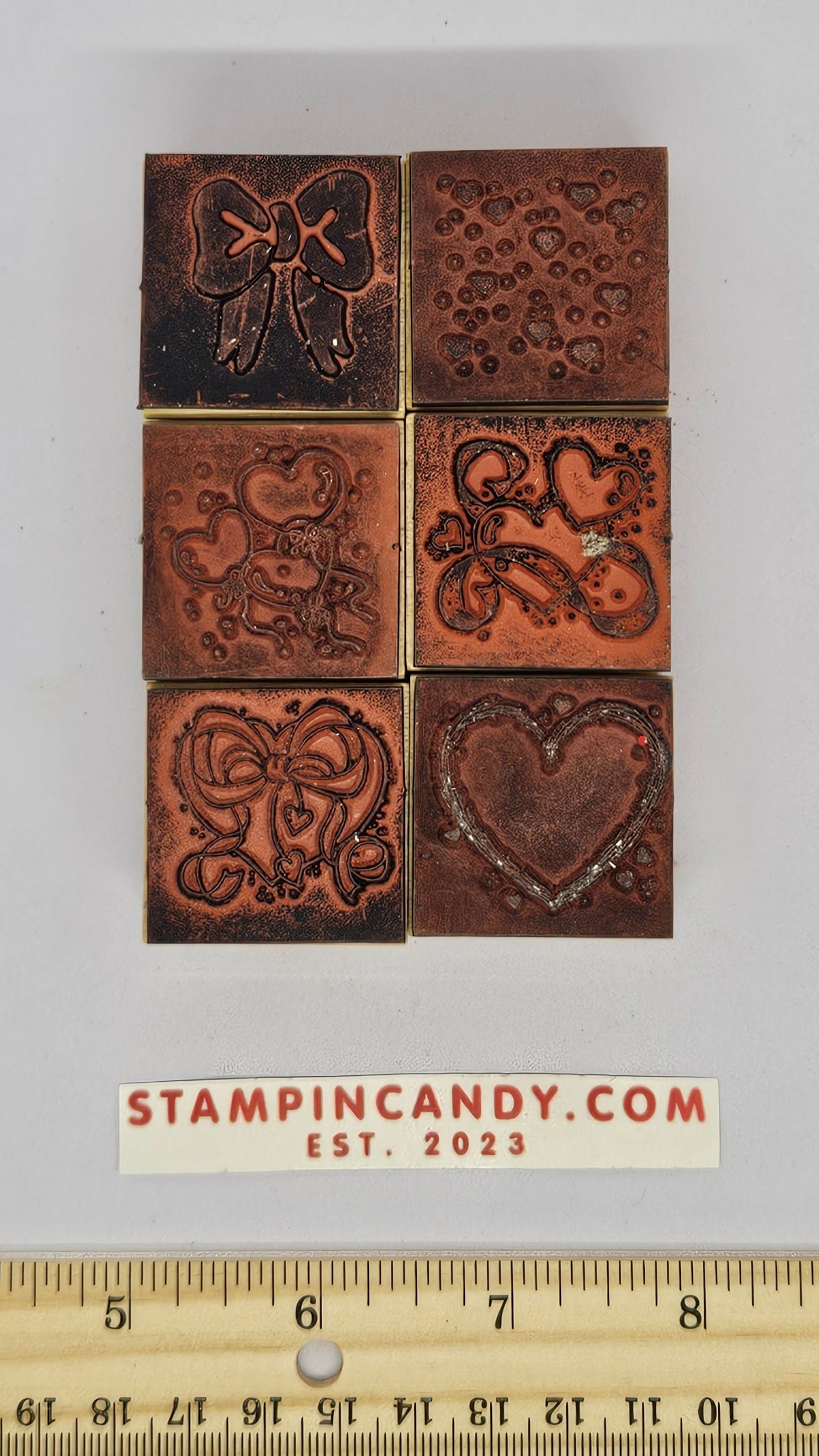 6 Pack of Hearts + Bows Stamps