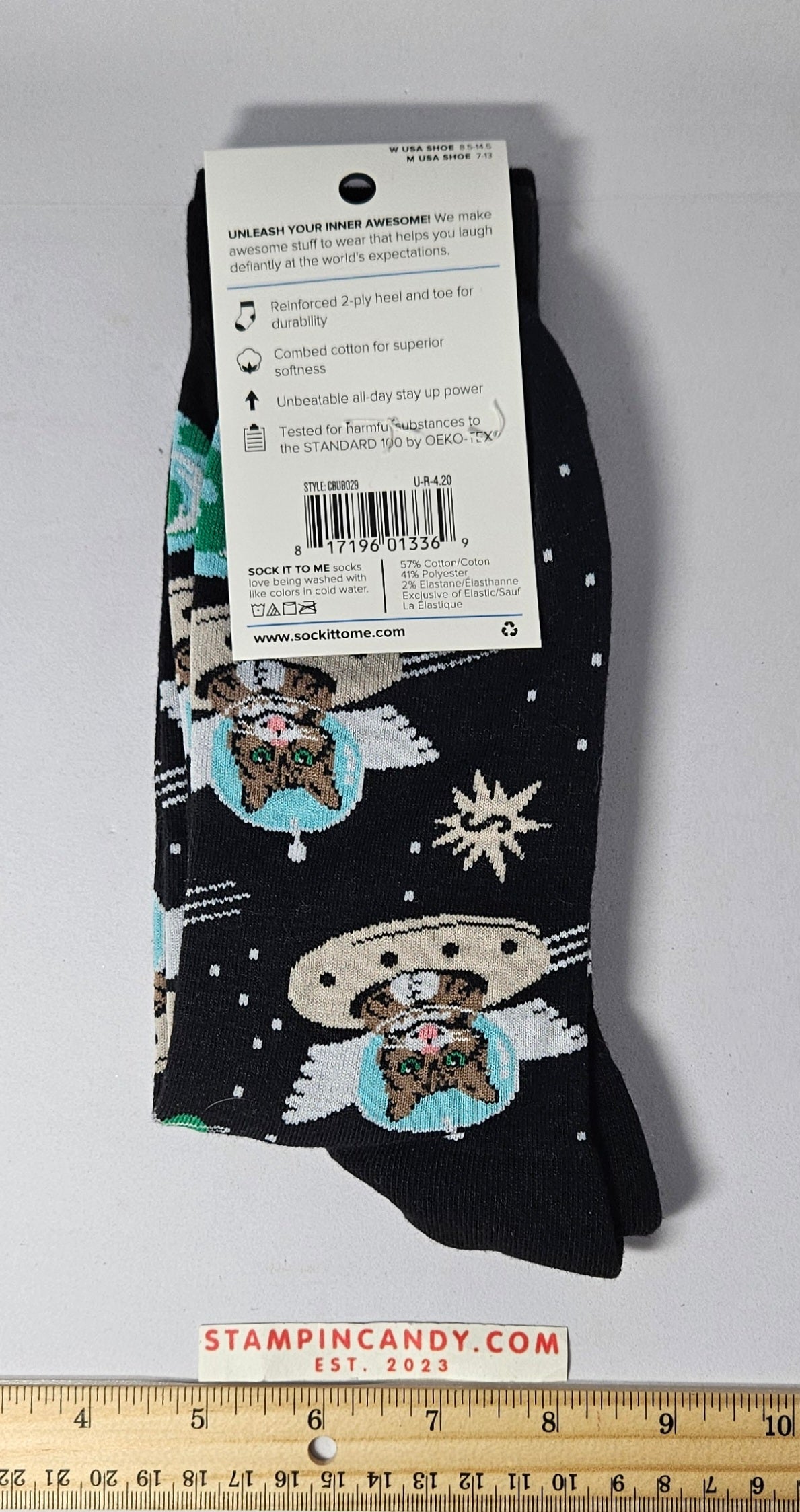 Cats in Space Ships Socks - Sock It To Me + Lil Bub - W 8.5-14.5 M 7-13