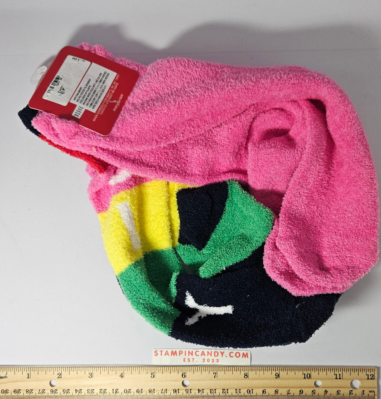 2 Pair of Super Soft Socks - Charter Club - "Jolly" and Solid Pink W 9-11 M 6-10