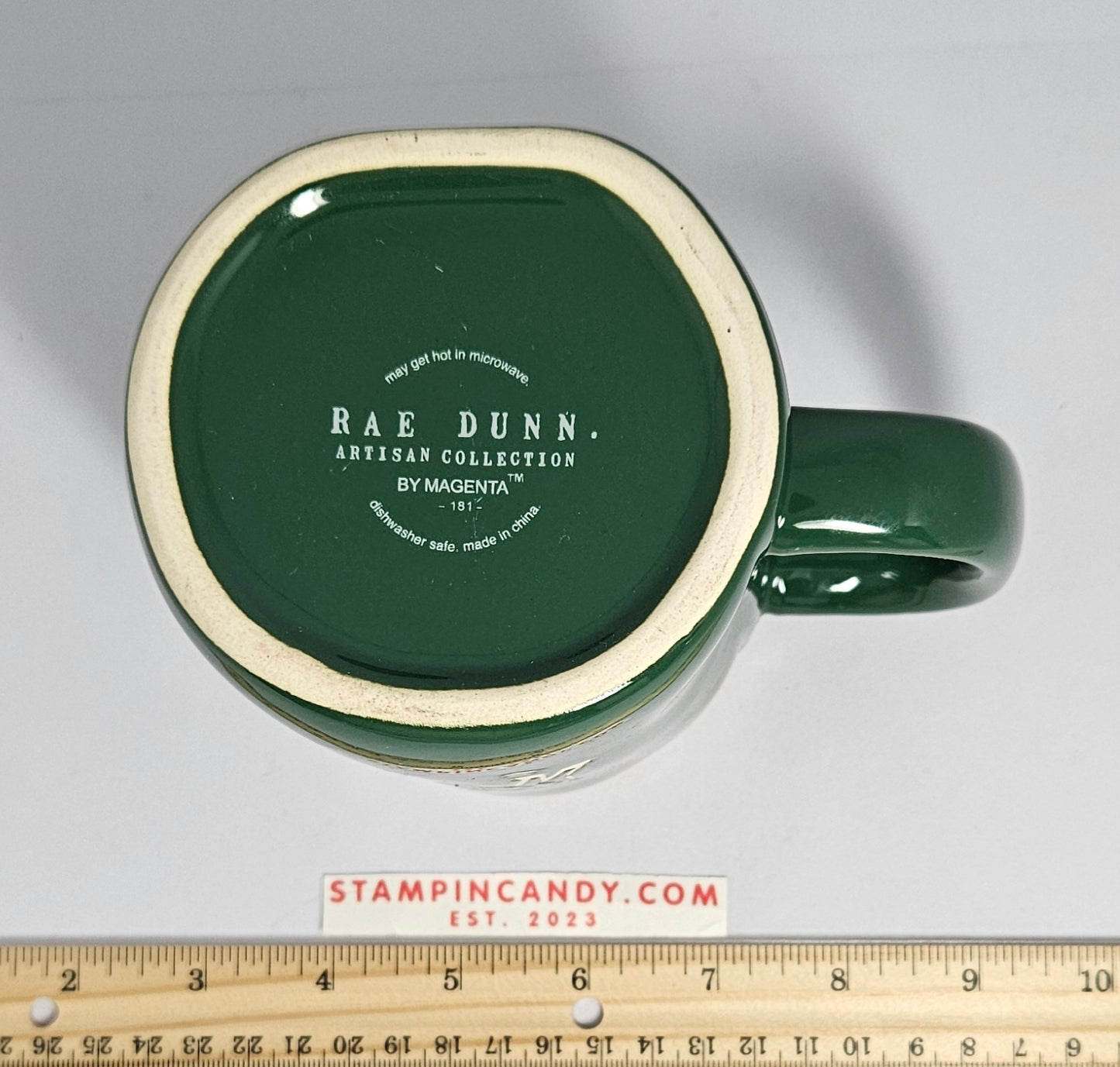 Rae Dunn - "Merry Christmas" & Reindeer Green Double-Sided Mug