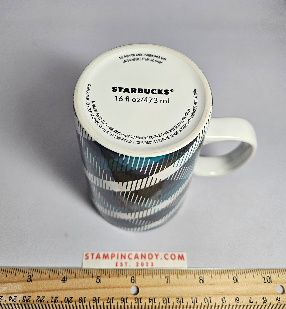 2015 Starbucks - Argyle Blue /Green Plaid Tall 16 oz Mug