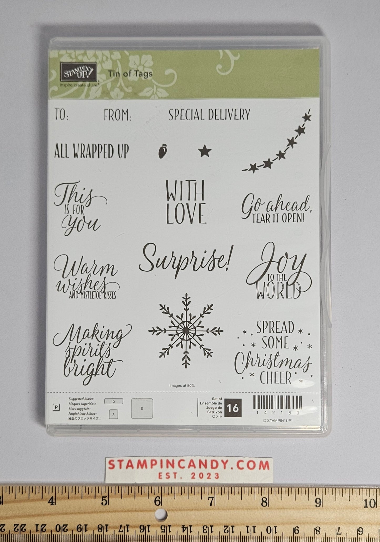 Stampin Up - Tin of Tags *Missing 1 Stamp*