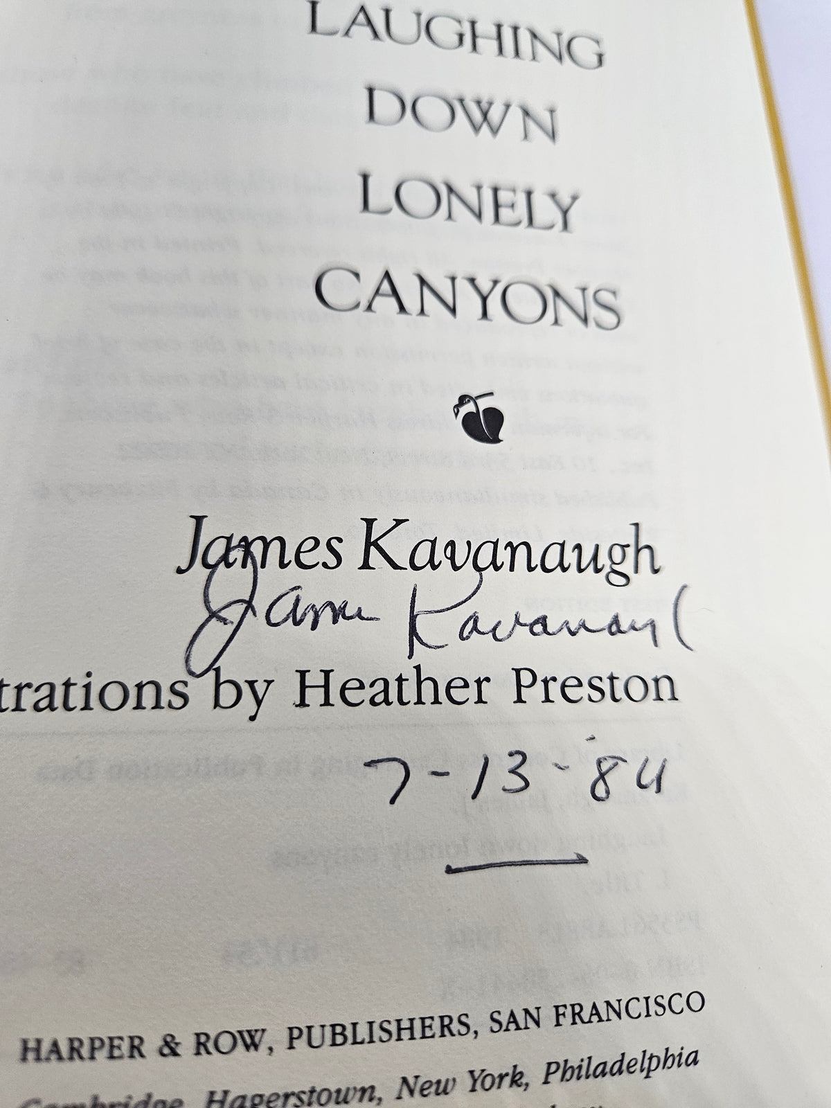 James Kavenaugh - Laughing Down Lonely Canyons - Autographed Book