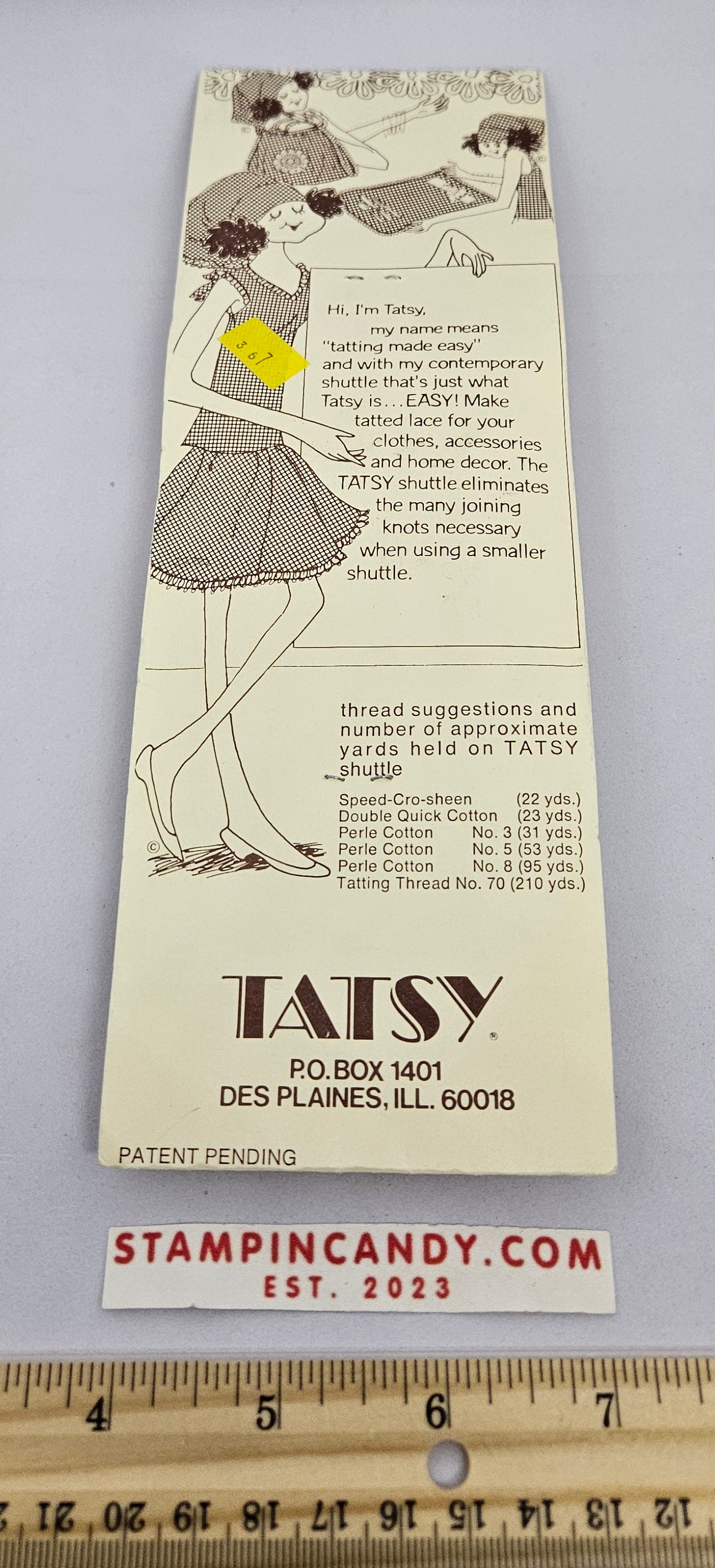 Tatsy Tatting Shuttle - Yellow