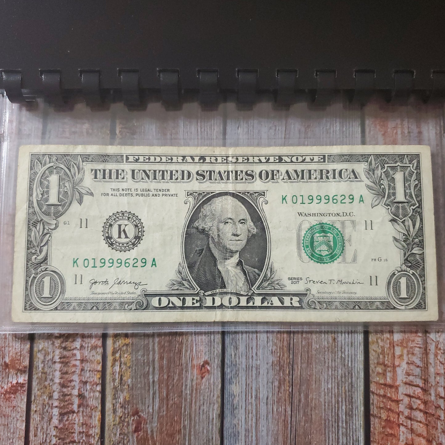 Fancy Serial Number $1 - "K 01999629 A"