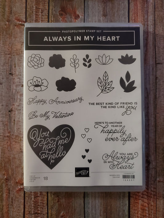 Stampin' UP! "Always in my Heart" Stamp Set with "Floral Hearts" Dies