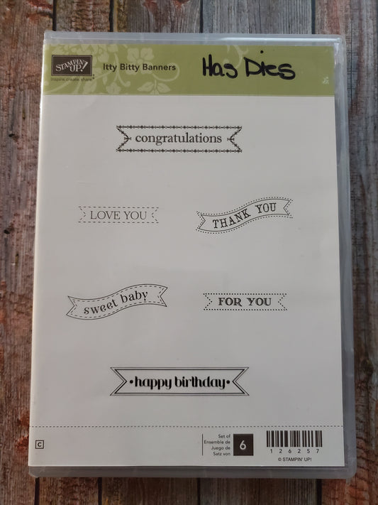 Stampin' UP! "Itty Bitty Banners" Stamp Set with "Bitty Banners" Dies