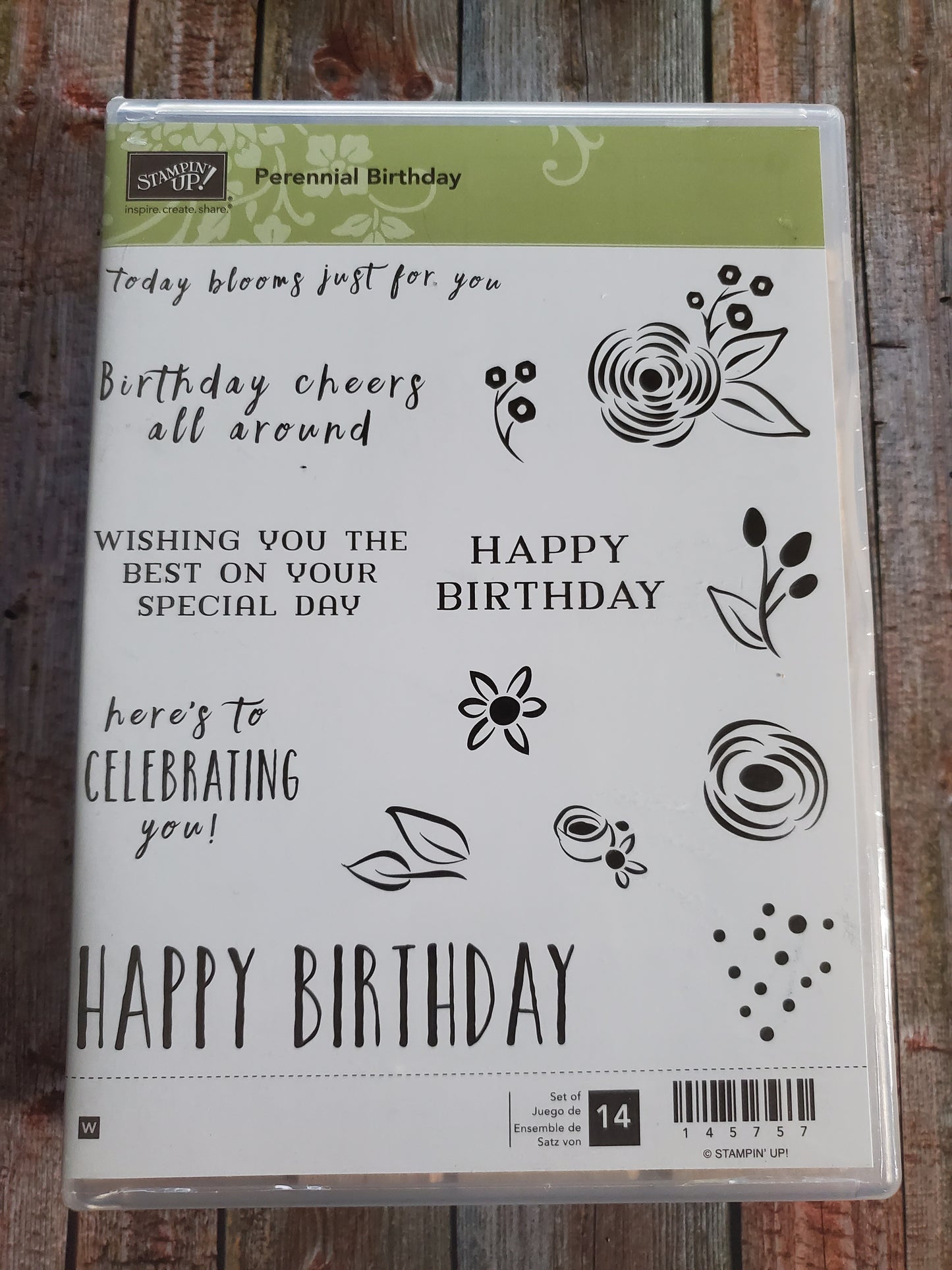 Stampin' UP! "Perennial Birthday" Stamp Set (Wood Block)