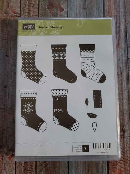 Stampin' UP! "Stitched Stockings " Stamp Set with "Stocking Paper" Punch