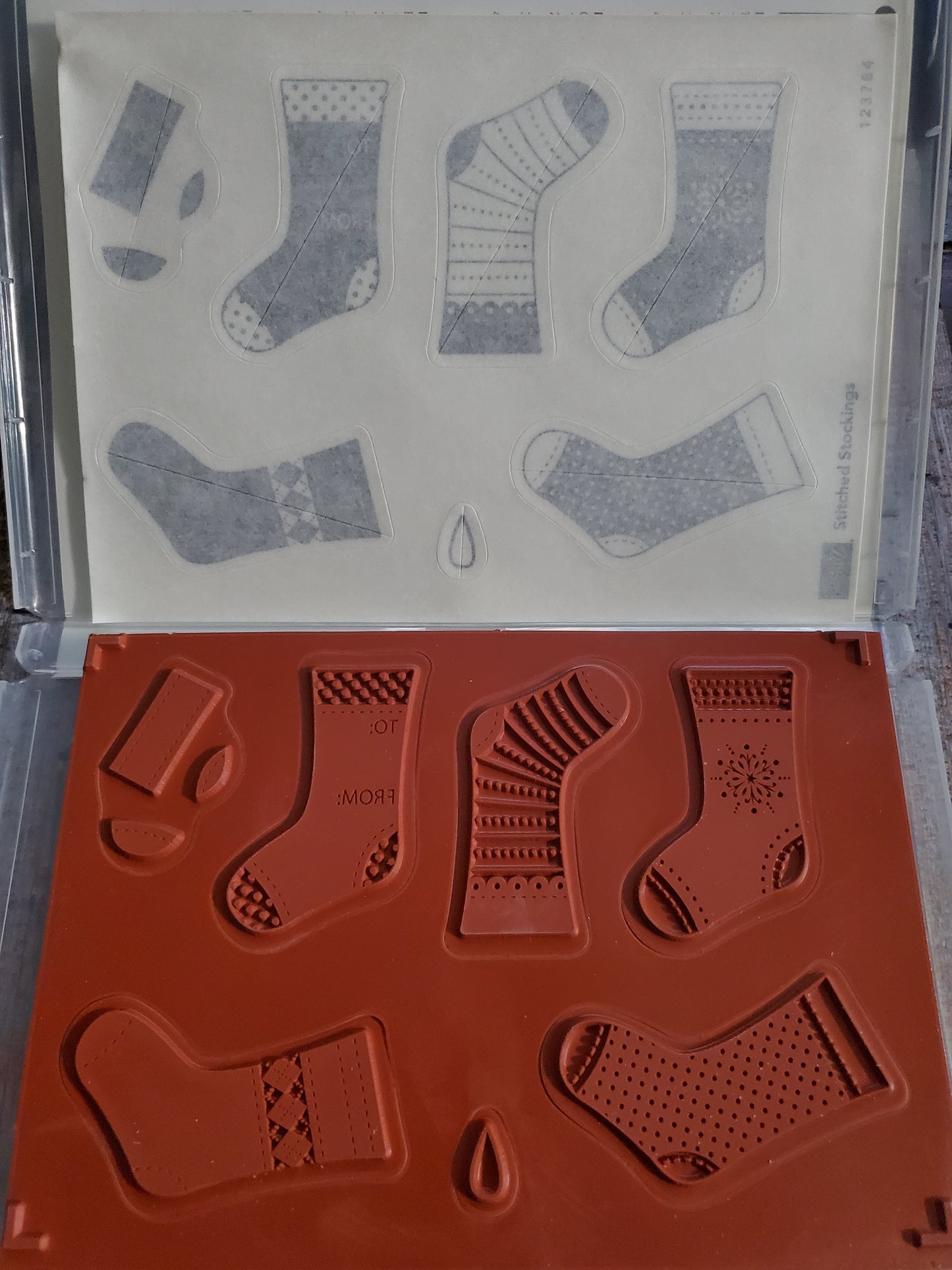 Stampin' UP! "Stitched Stockings " Stamp Set with "Stocking Paper" Punch