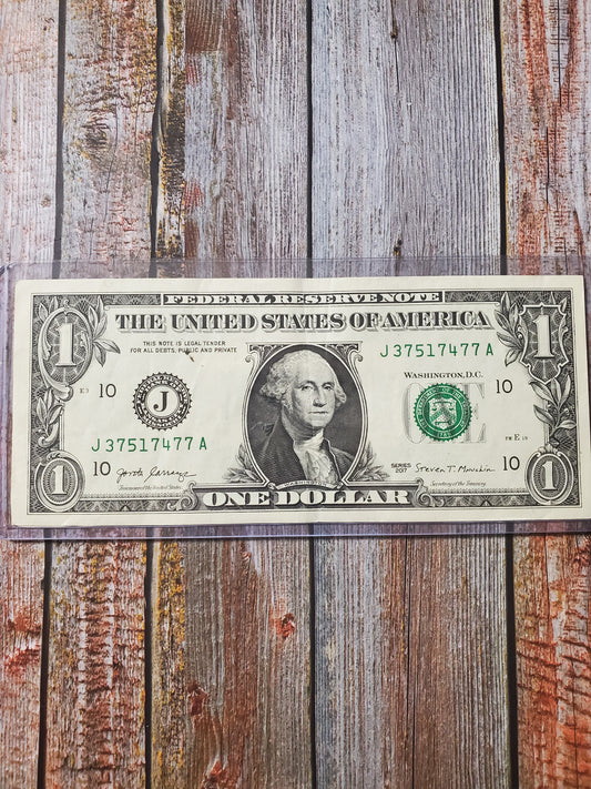 Fancy Serial Number $1 - "J 37517477 A"