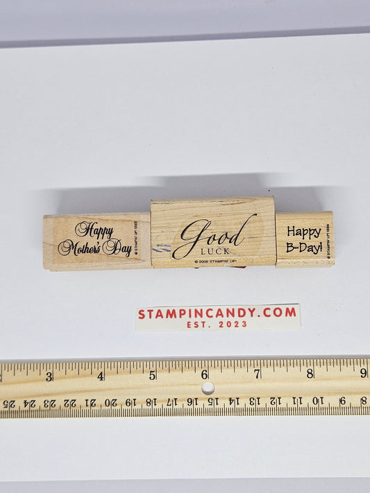 3 Pack of Good Luck, Happy Mother's Day & Happy Birthday Stamps