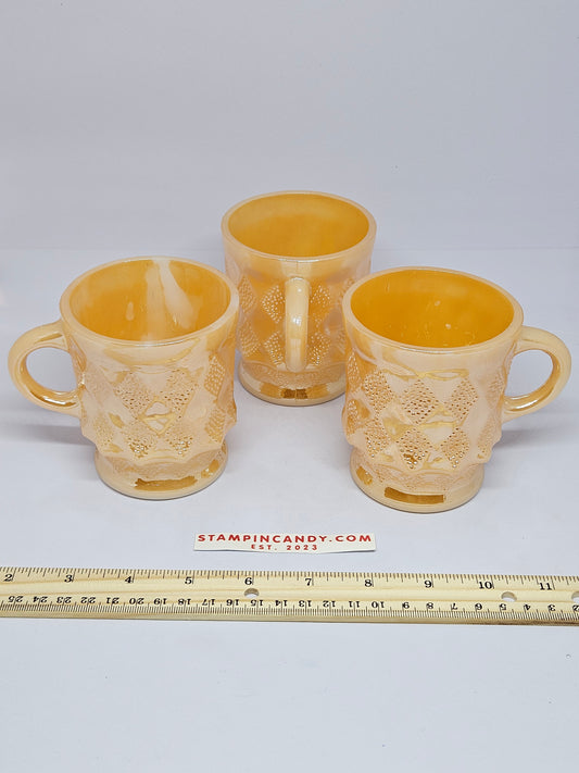 Vintage Fire King - Anchor Hocking 3 Piece Peach Mug Set