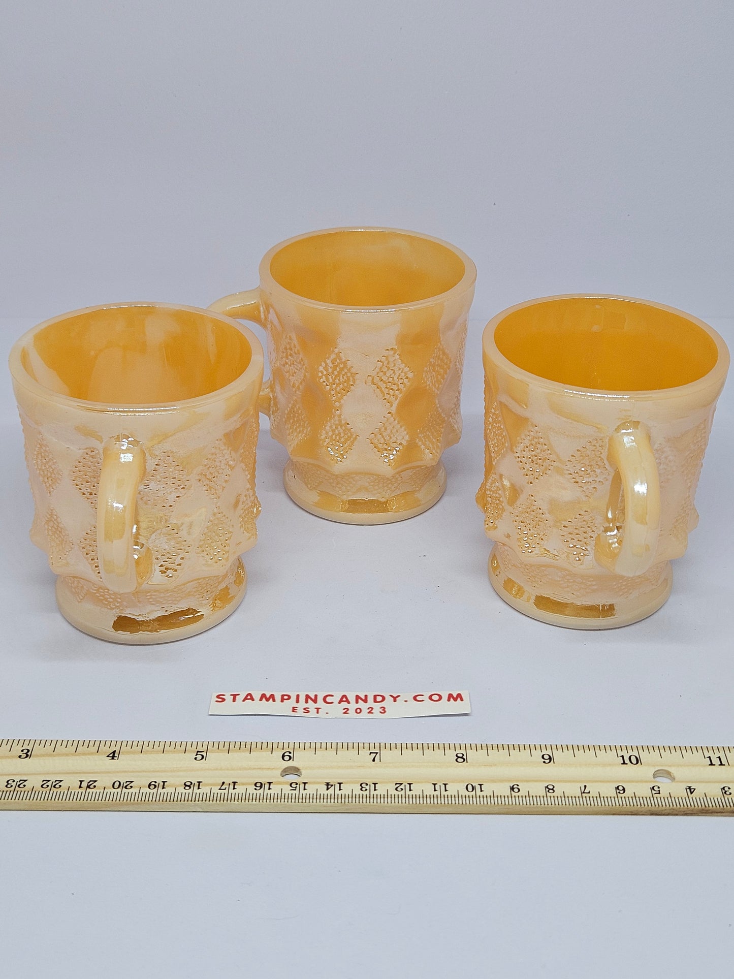 Vintage Fire King - Anchor Hocking 3 Piece Peach Mug Set