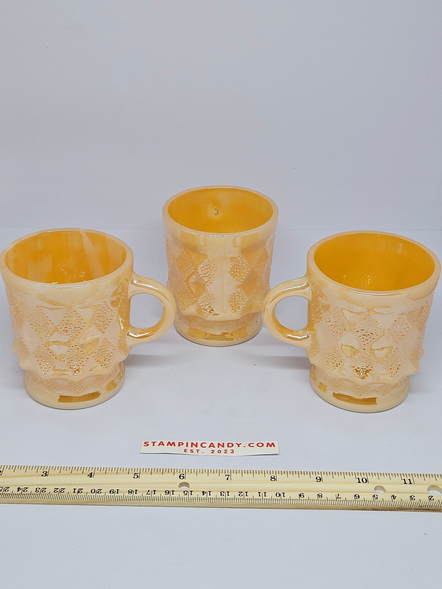 Vintage Fire King - Anchor Hocking 3 Piece Peach Mug Set