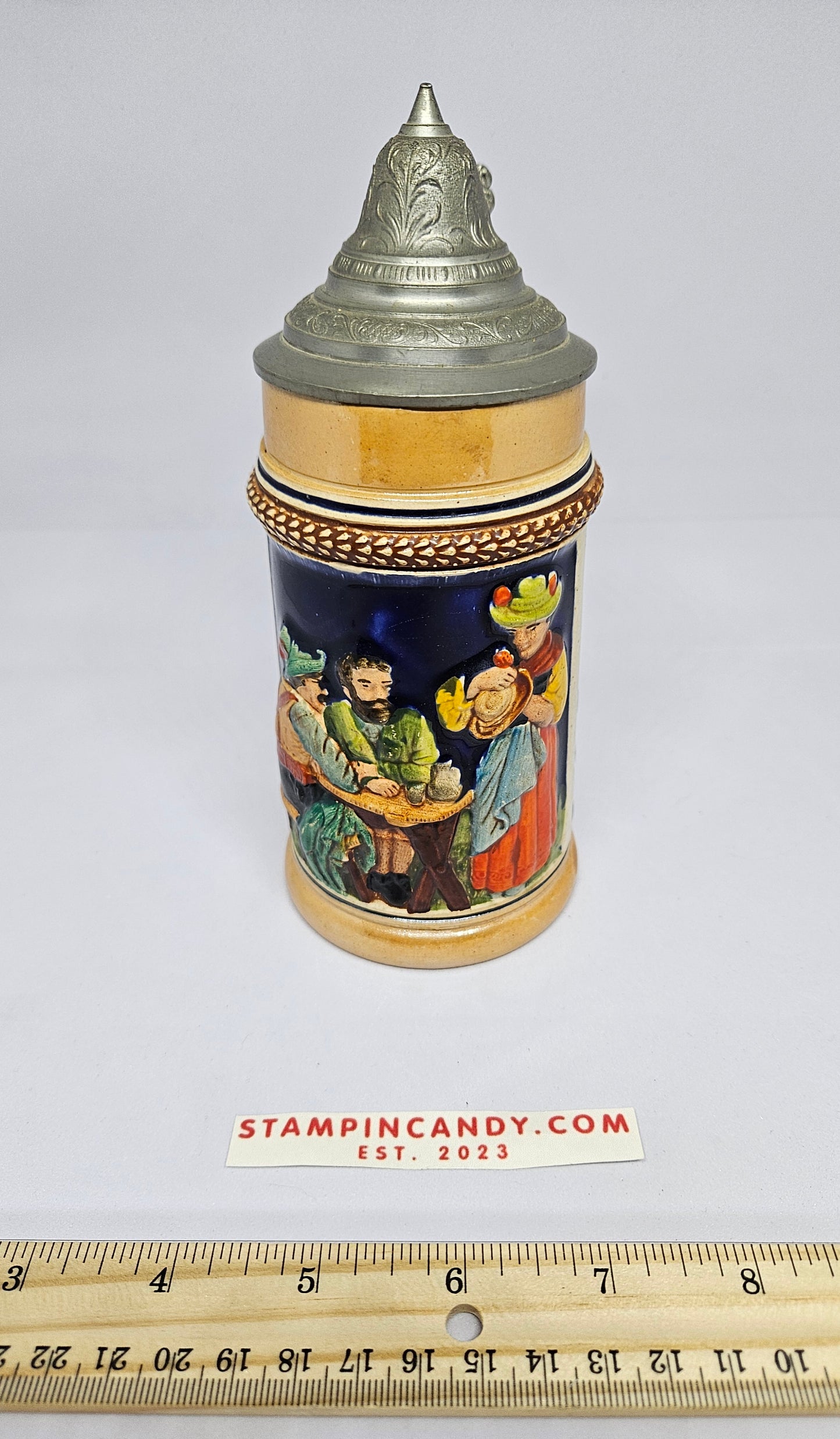 German Beer Stein - 3 People at a Table