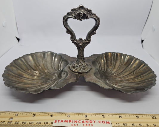 Vintage Silver-Plated Scallop/Clam Shell Candy Dish