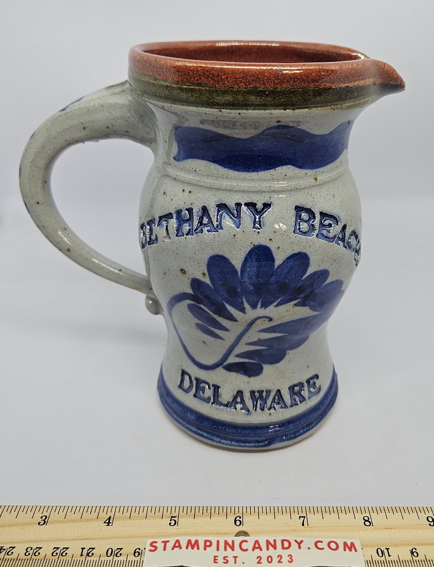 Bethany Beach Delaware Stoneware / Pottery Pitcher - By Harvey 1995