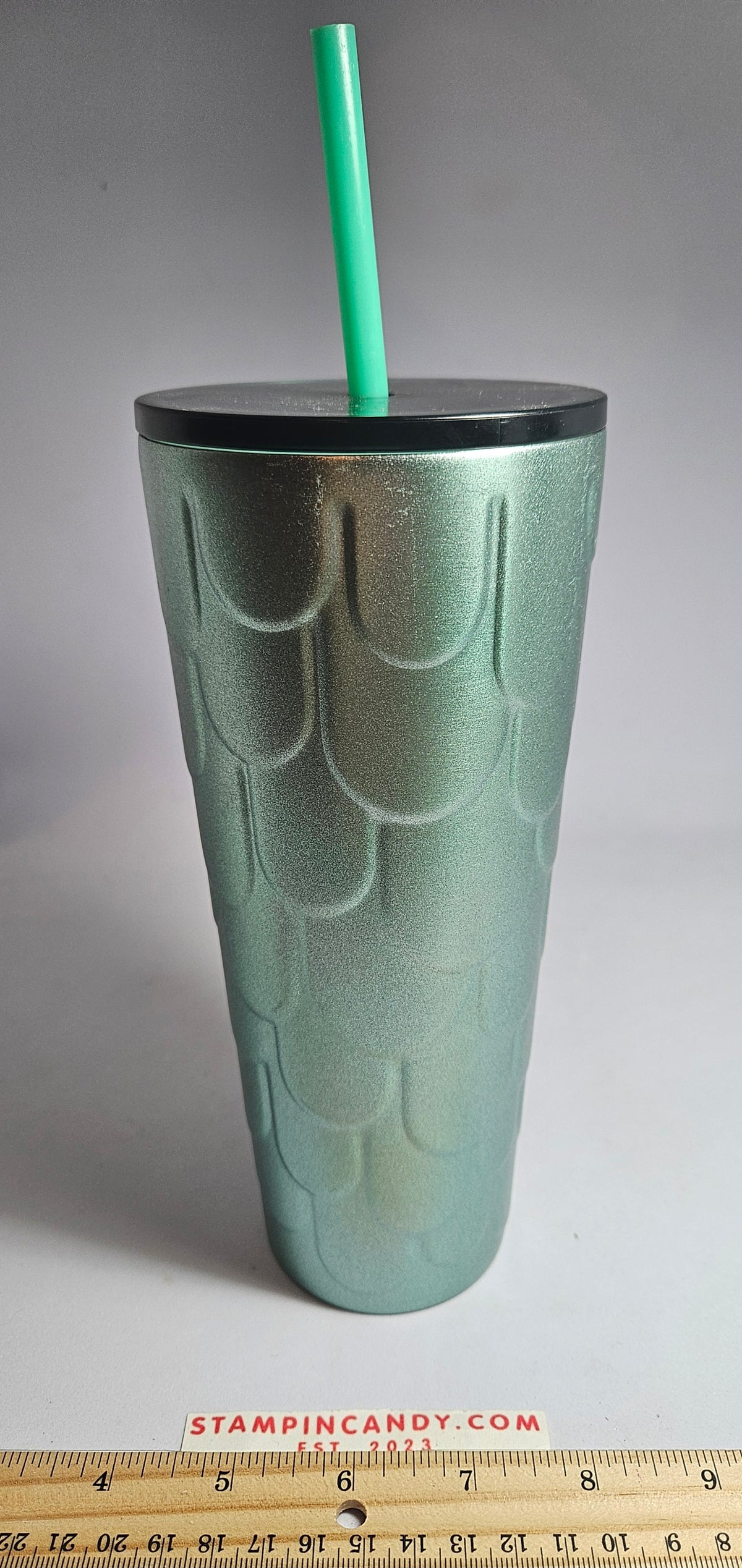 Starbucks 2022 - 24 oz Green Metal Mermaid Scale Textured Tumbler