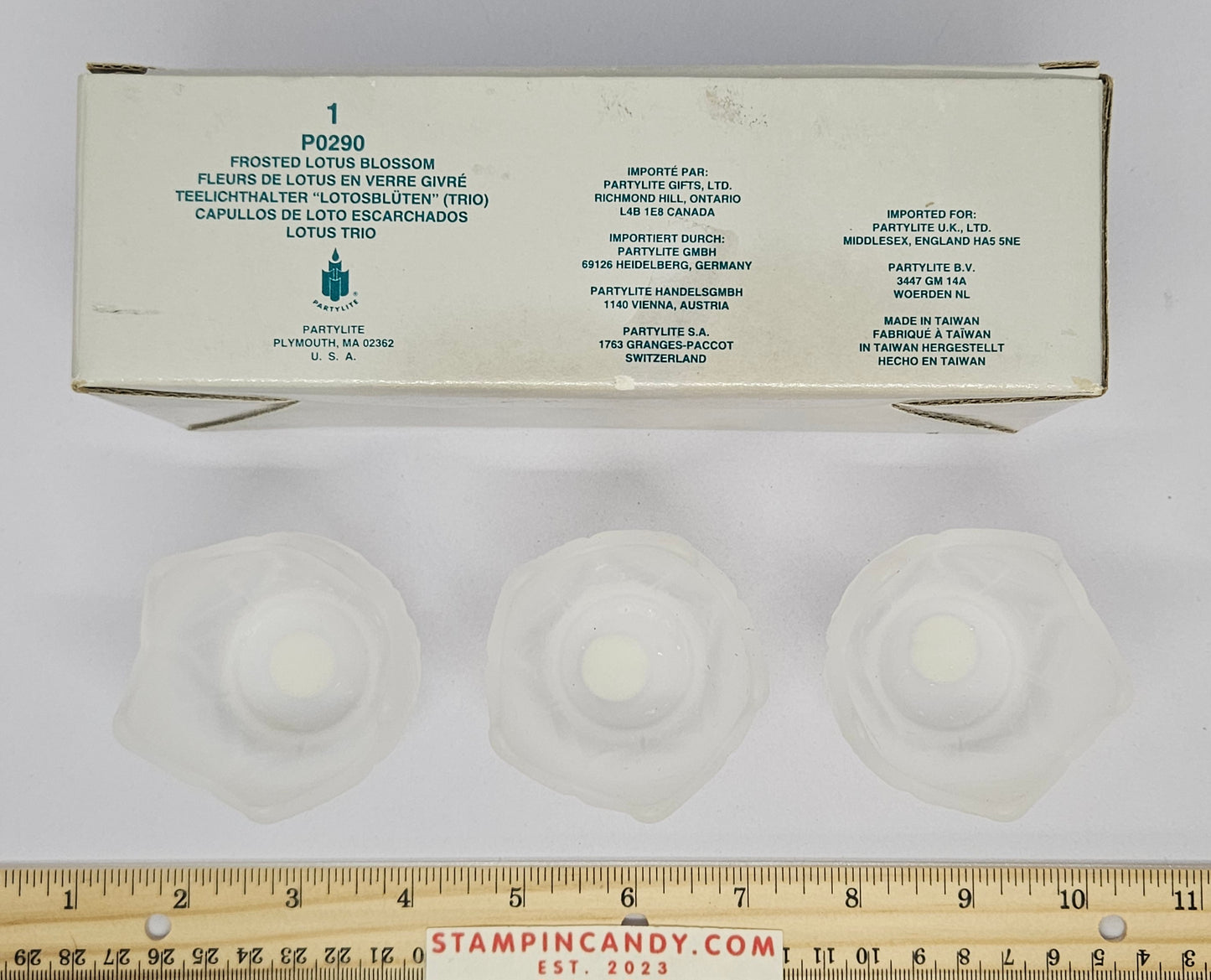 PartyLite Votive Candle Holder Set of 3 - P0290 Frosted Lotus