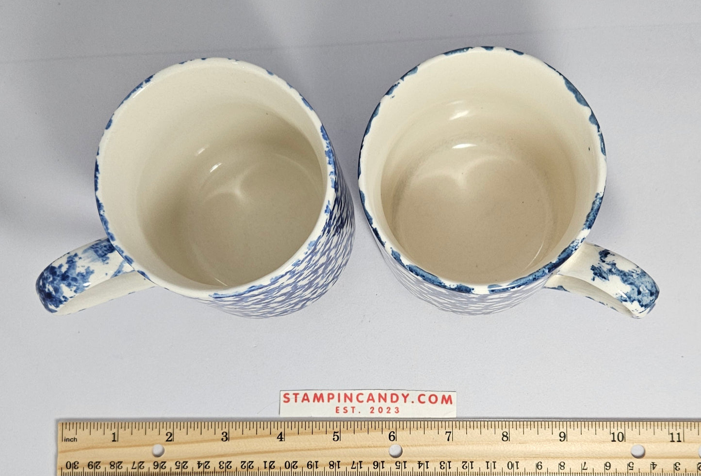 Blue/White Spongeware Gibson Mugs (Set of 2)