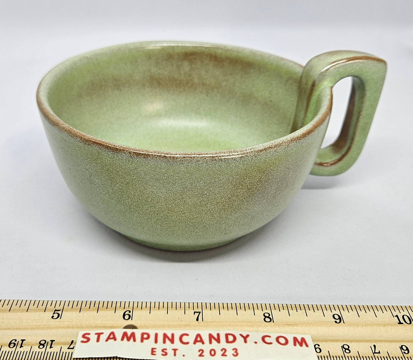 Frankoma Pottery 4SC - Green Handled Soup Bowl / Mug