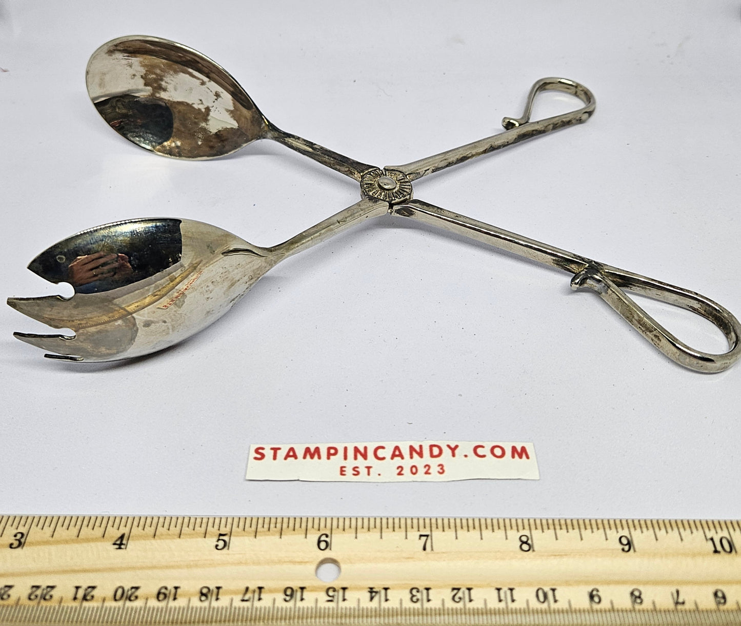 Vintage Silver Plated EP Zinc Salad Tongs