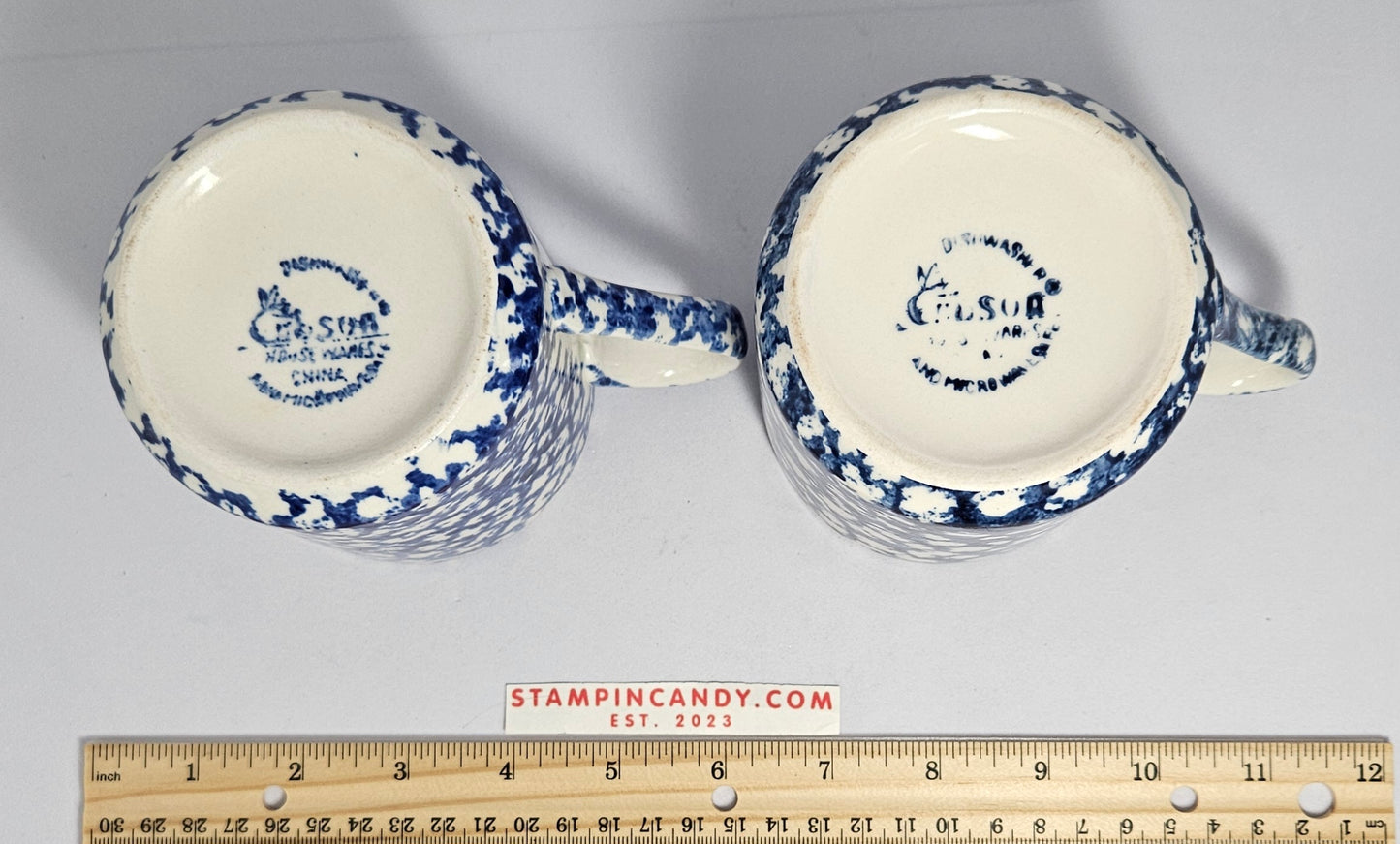 Blue/White Spongeware Gibson Mugs (Set of 2)