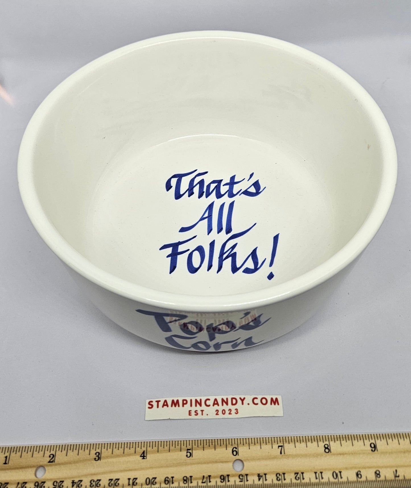 Clay Design - Pop's Corn - That's All Folks - Popcorn Bowl