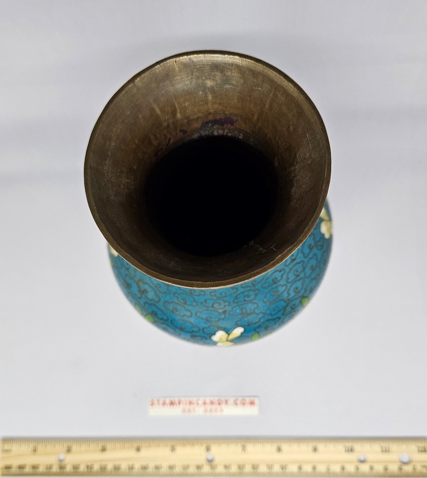 Chinese Cloisonne Enamel Turquoise Ground Baluster Vase