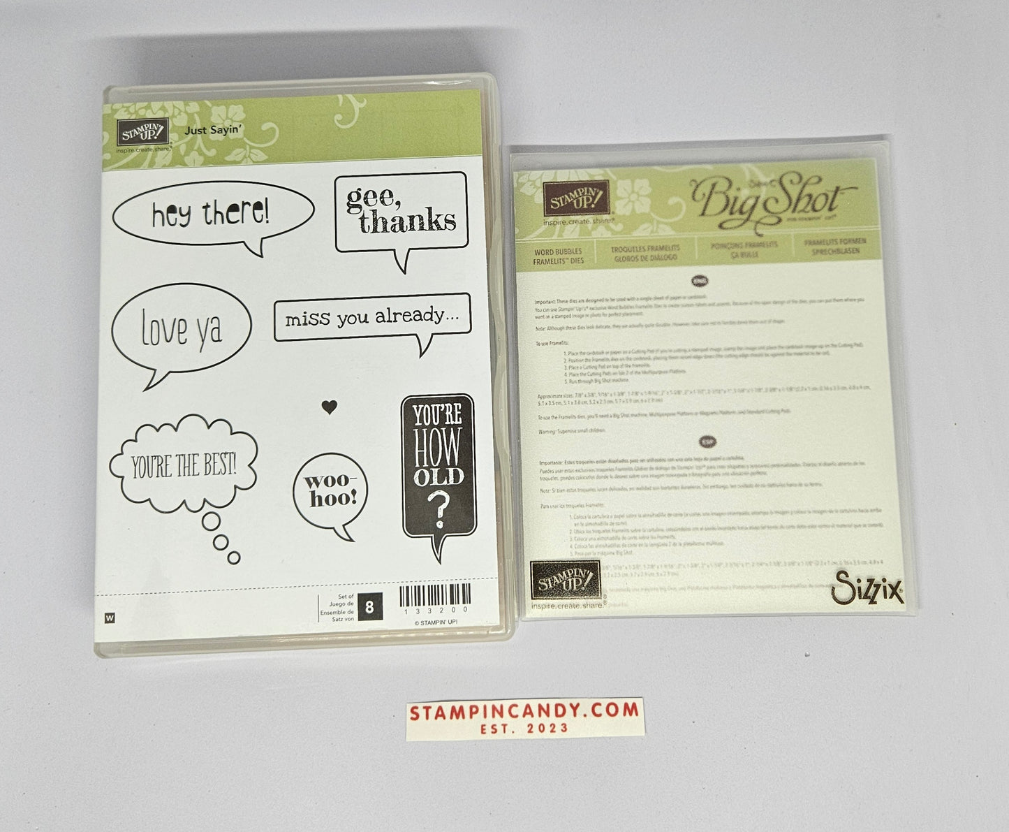 Stampin' UP! "Just Sayin'" Stamp Set (Wood Block) with "Word Bubbles" Dies