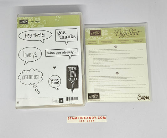 Stampin' UP! "Just Sayin'" Stamp Set (Wood Block) with "Word Bubbles" Dies