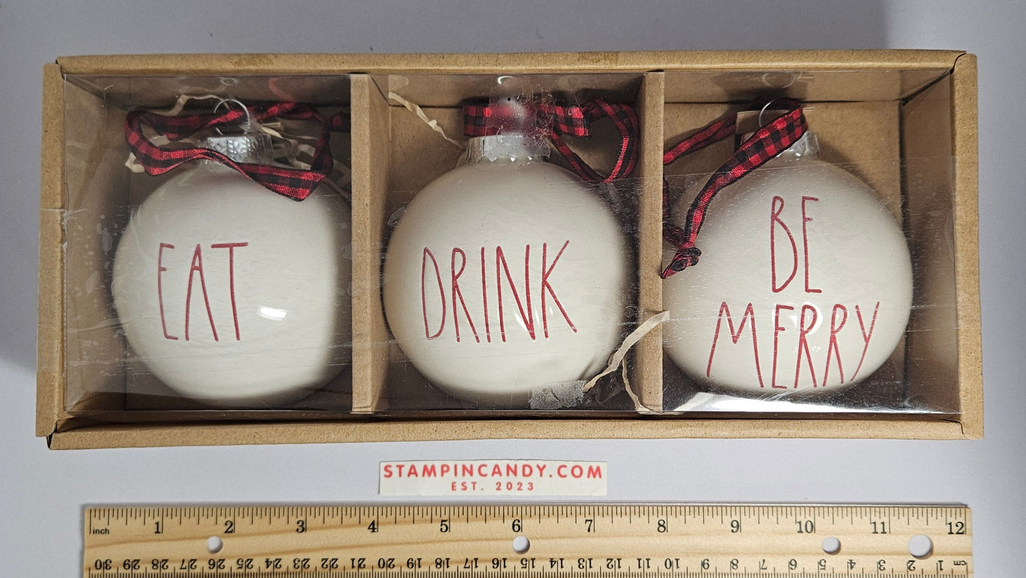 Rae Dunn - Eat, Drink, & Be Merry Ornaments