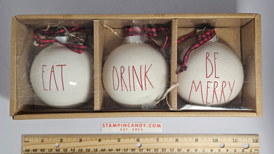 Rae Dunn - Eat, Drink, & Be Merry Ornaments