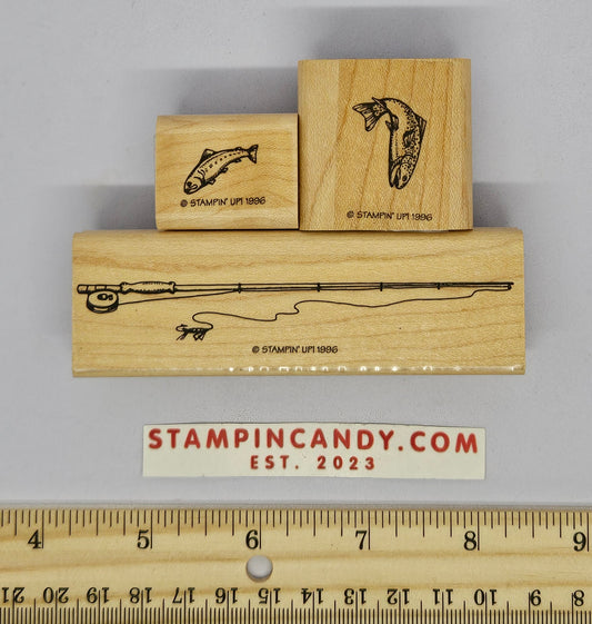 3 Pack of Fishing Themed Stamps - Stampin Up