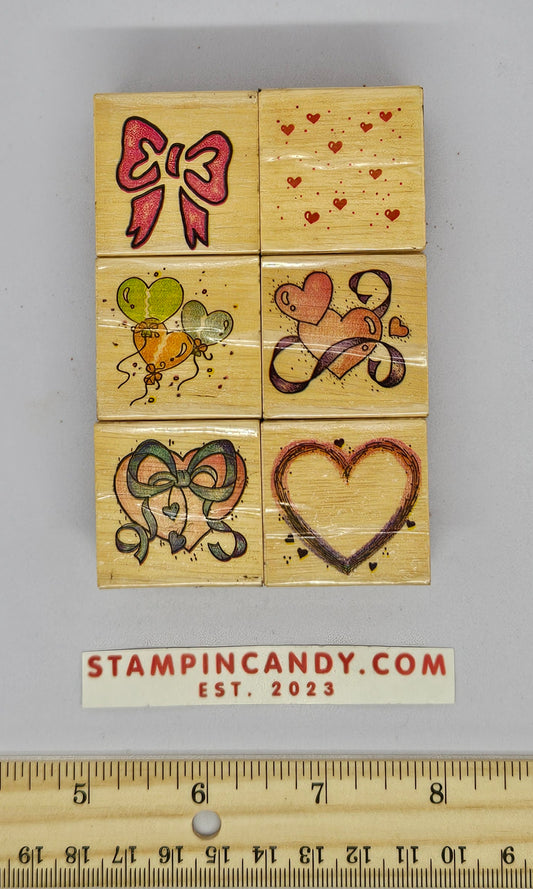 6 Pack of Hearts + Bows Stamps