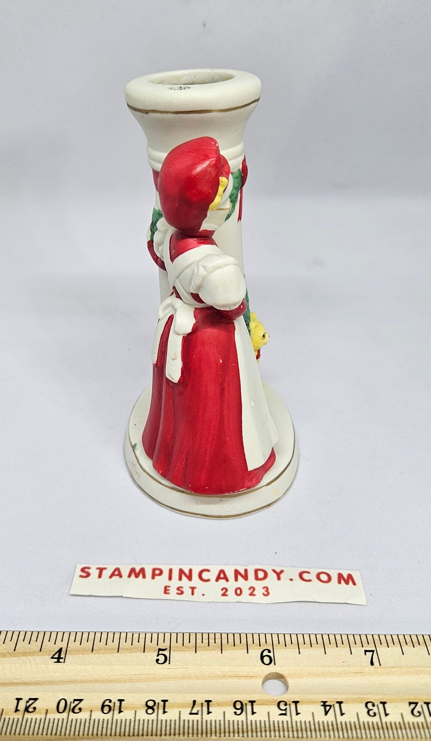 Mrs. Claus / Cat - Porcelin JSNY Thailand - Candlestick Holder