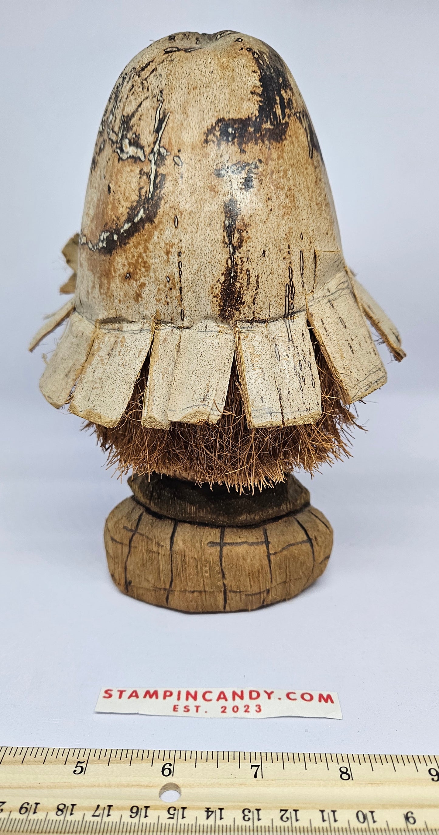 Coconut Husk Hand Carved Head - C. Mota - Brasil