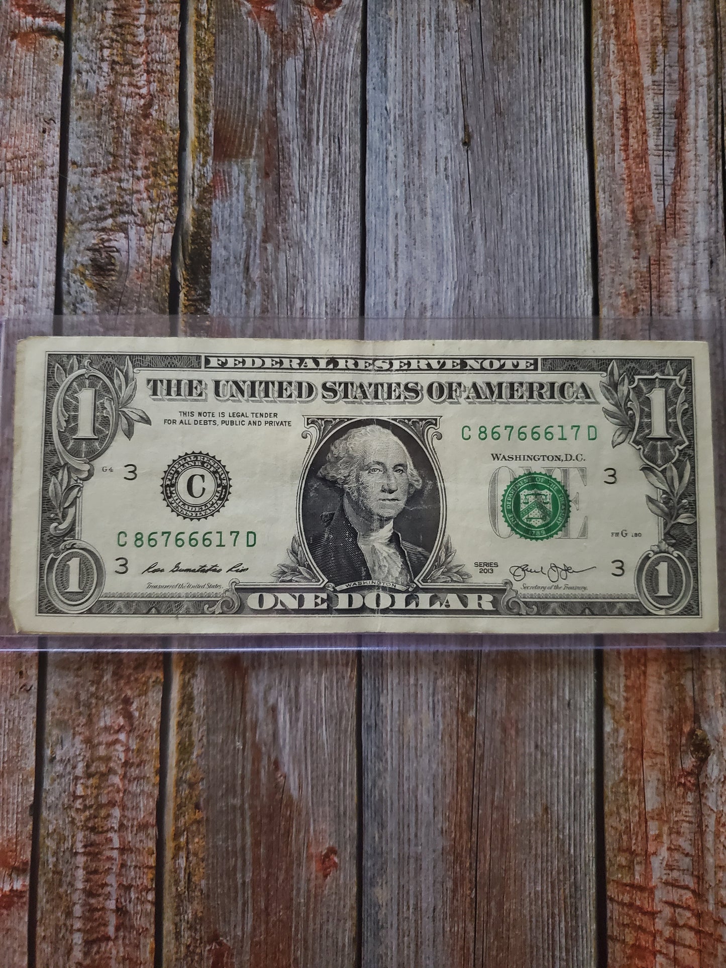 Fancy Serial Number $1 - "C 86766617 D"