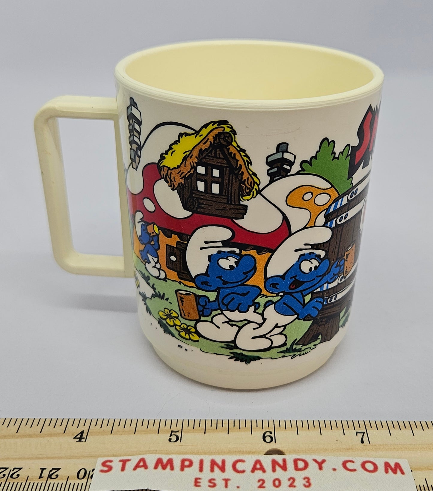 Vintage 1980 Smurfs Plastic Mug