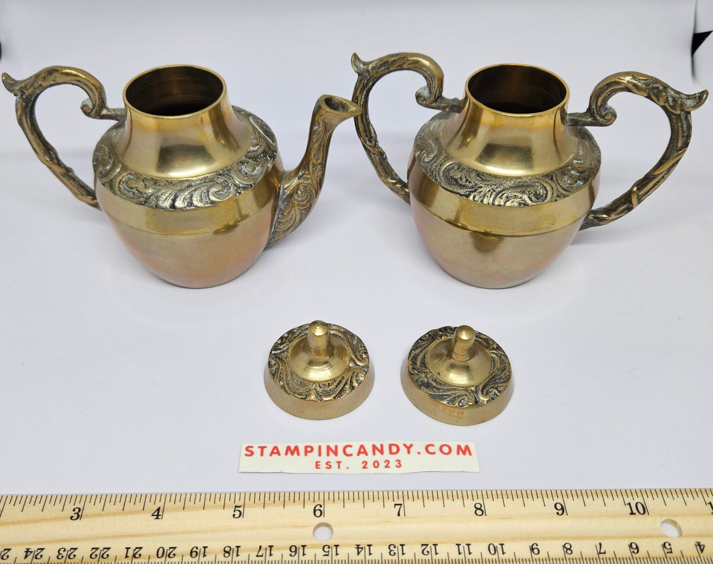 Vintage Brass Tea Set - Creamer / Sugar