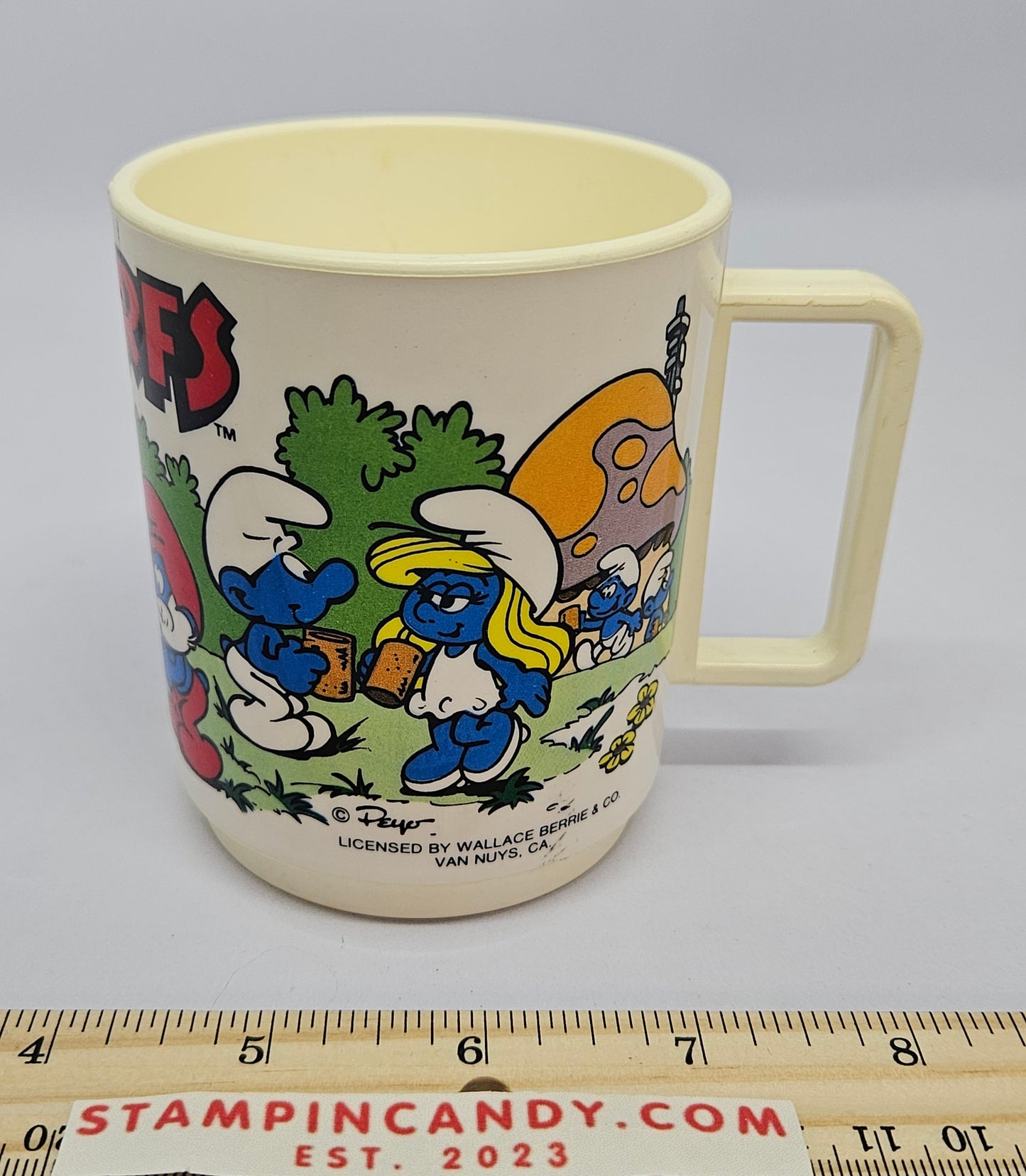 Vintage 1980 Smurfs Plastic Mug