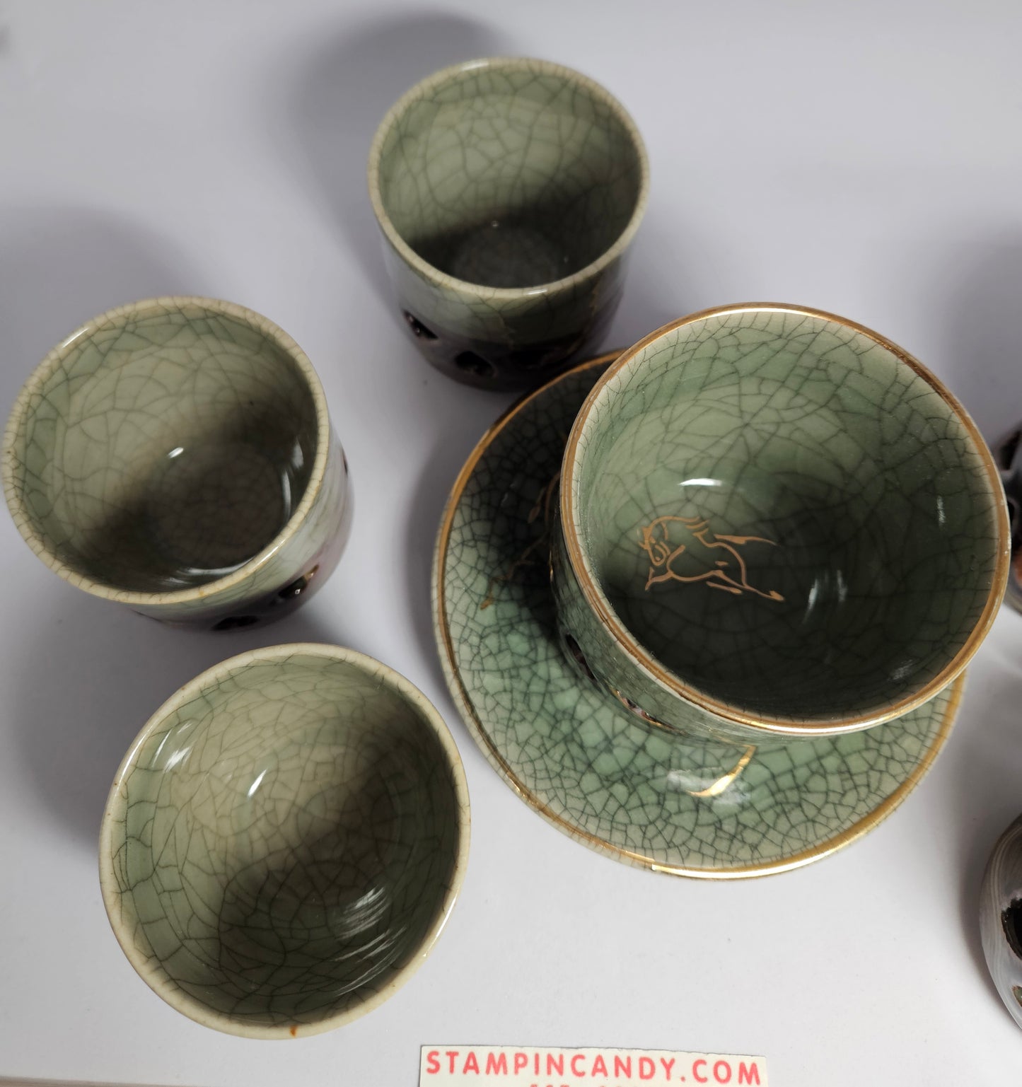 Japanese Somayaki Double-Walled Tea Set - 6 Pieces