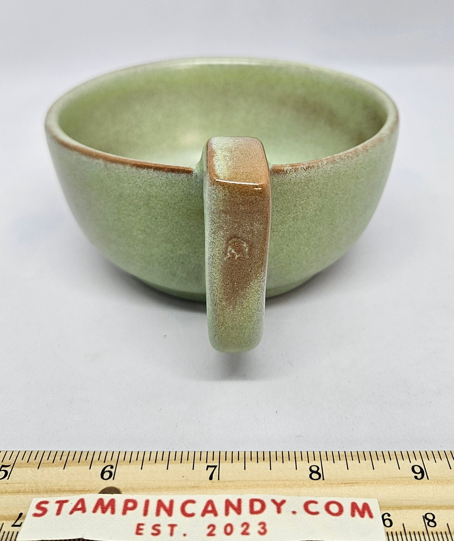 Frankoma Pottery 4SC - Green Handled Soup Bowl / Mug