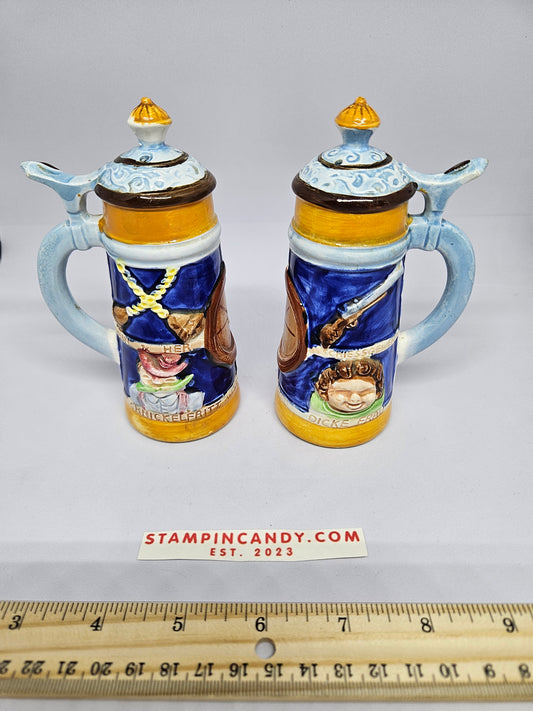 Beer Stein Shaped Salt & Pepper Shakers - Made in Japan