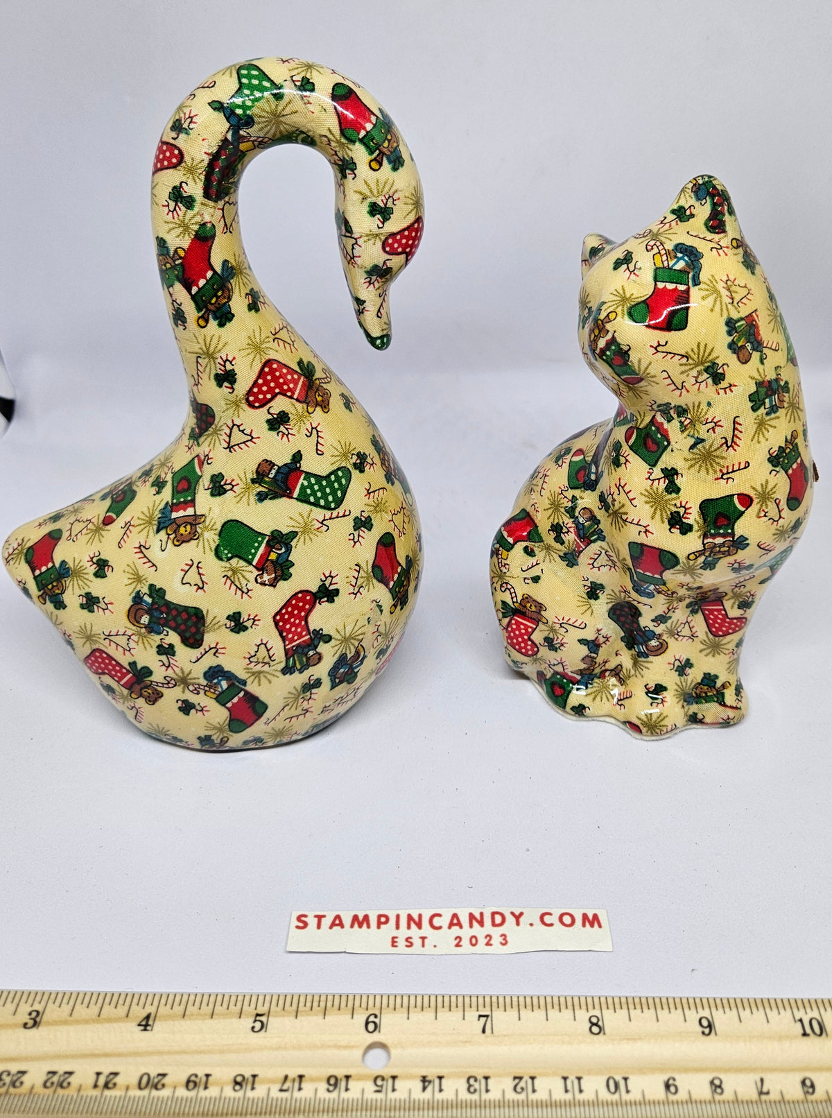 Decoupage Christmas Cat & Swan