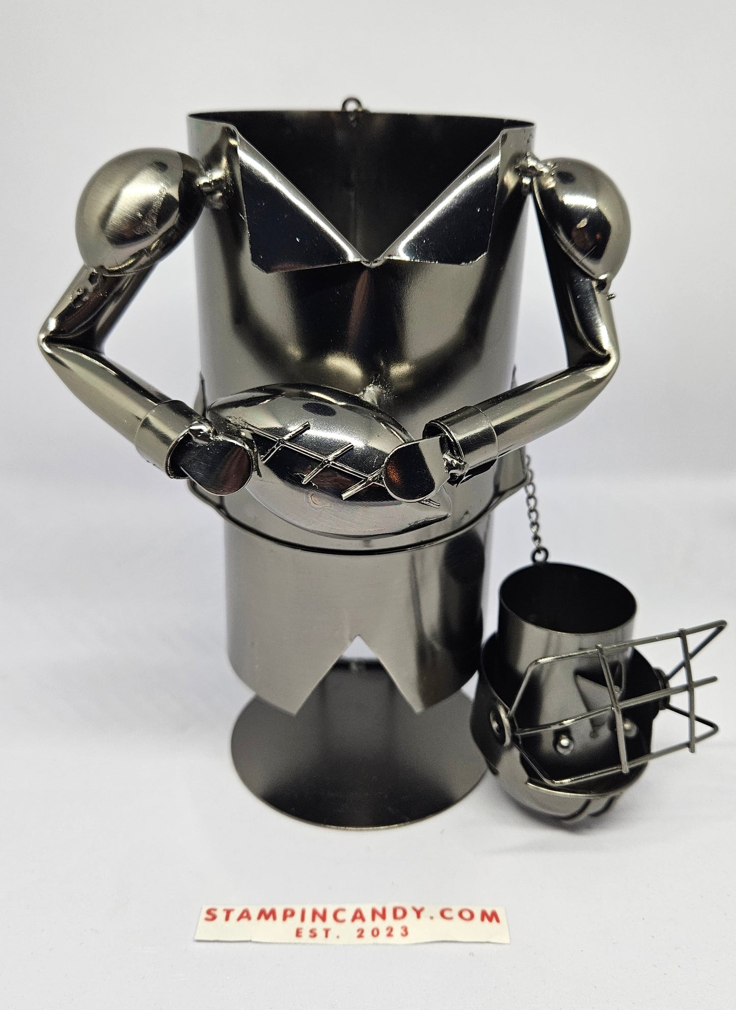 Football Player Metal Wine Holder/Caddy